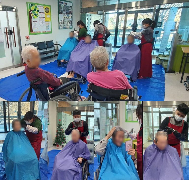 이미용시간~ 어르신 머리스타일 맘에 드시나요?